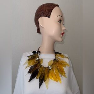 H&M Marni Yellow and Brown Lucite Leaf Necklace